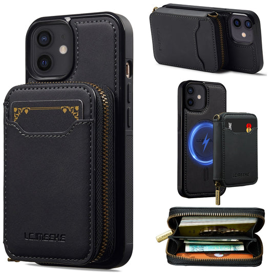RFID Leather Wallet Phone Case with Detachable MagSafe Back Cover & Secure Zipper Pocket for iPhone 11