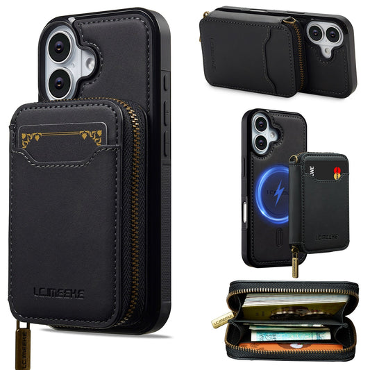 RFID Leather Wallet Phone Case with Detachable MagSafe Back Cover & Secure Zipper Pocket for iPhone 17