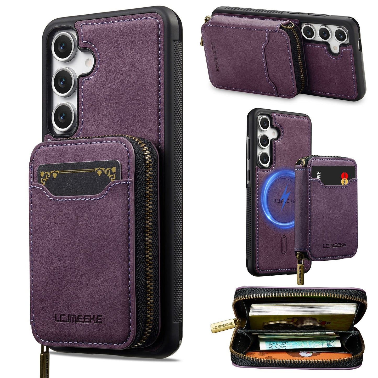 RFID Leather Wallet Phone Case with Detachable MagSafe Back Cover & Secure Zipper Pocket for Samsung Galaxy S23 FE
