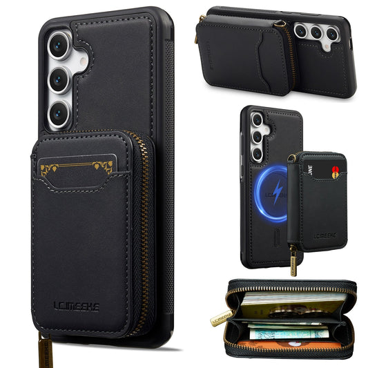 RFID Leather Wallet Phone Case with Detachable MagSafe Back Cover & Secure Zipper Pocket for Samsung Galaxy S23 FE